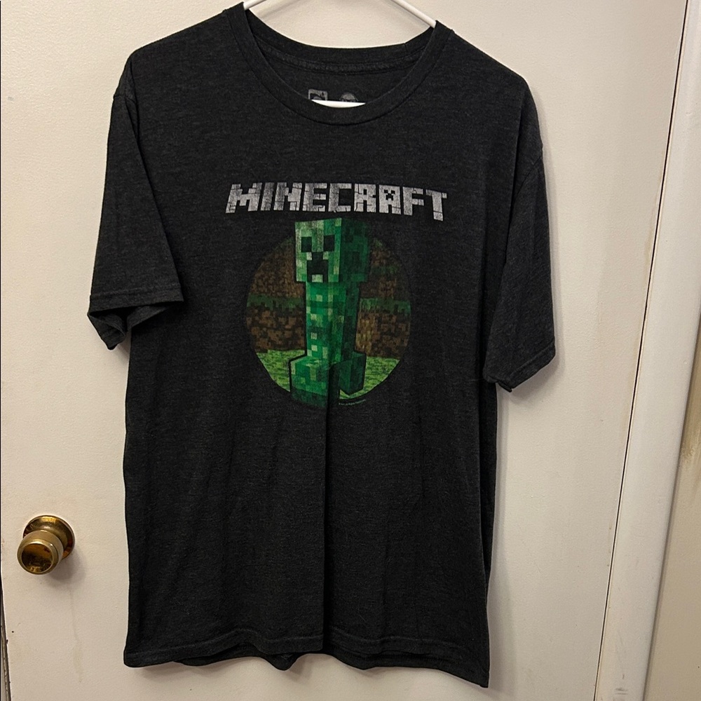 Minecraft Men’s Creeper T-shirt Grey Size Large